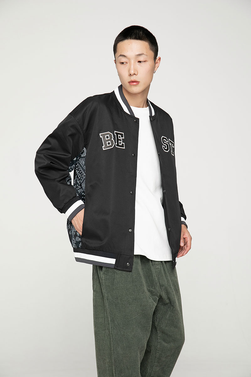 A436-7819-P1052023春季新款无影墙立领外套腰花上衣棒球服夹克,男装夹克,电商A436