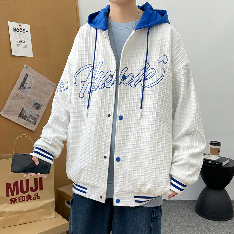 A436-6705-P852023春季新款港风宽松连帽棒球服休闲青年夹克外套,男装夹克,电商A436