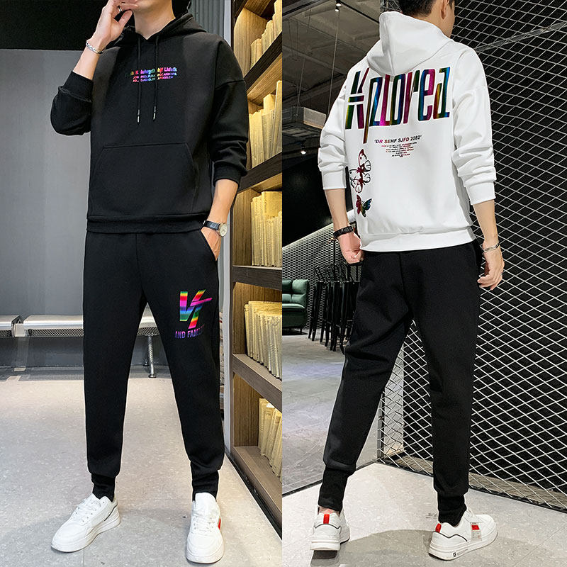 有现货2021春季新款炫彩休闲运动套装男两件套A436-192207,男装休闲套装,电商A436