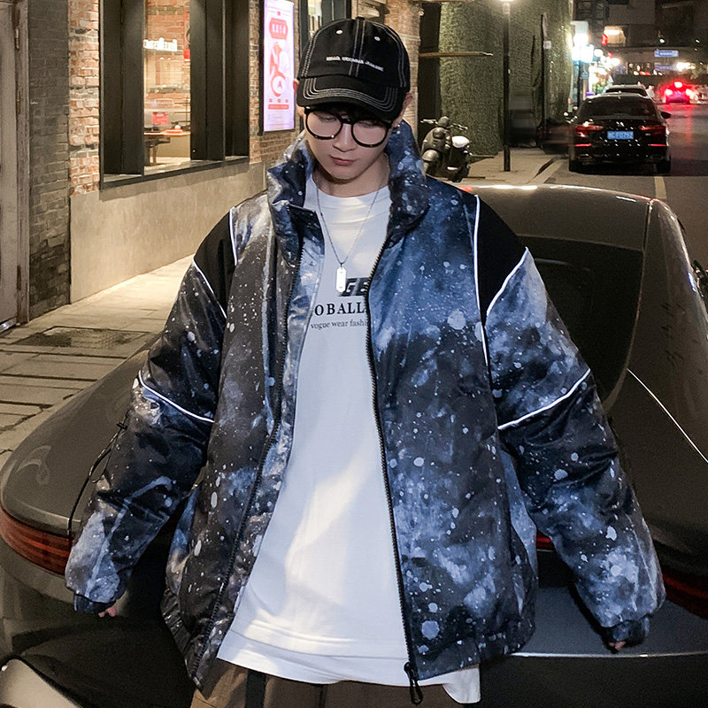A436-933-P135控价178冬季棉衣2024新款宽松韩版立领反光棉袄外套,男装棉衣,电商A436
