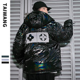 910P145控价208冬季新款潮牌宽松亮色棉衣男士潮流连帽外套男，男装棉衣，电商A436