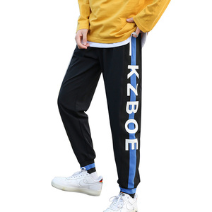 现货 6109 2021春季新款男士插色字母宽松束脚休闲裤图片