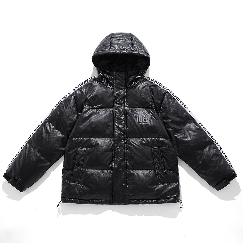 921平铺印花反光亮面羽绒服短款男士情侣连帽冬外套，男装羽绒服，电商A436