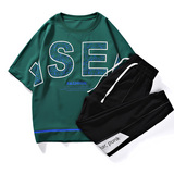 夏季冰丝休闲短袖套装男生潮牌运动衣服学生两件套A436-613-P70，女装运动套装，电商A436