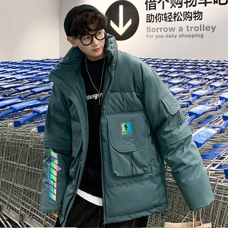917 冬季新款90%白鸭绒保暖羽绒服男纯色宽松外套图片