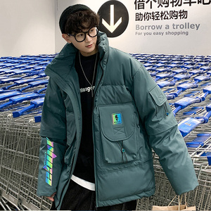 917 冬季新款90%白鸭绒保暖羽绒服男纯色宽松外套图片