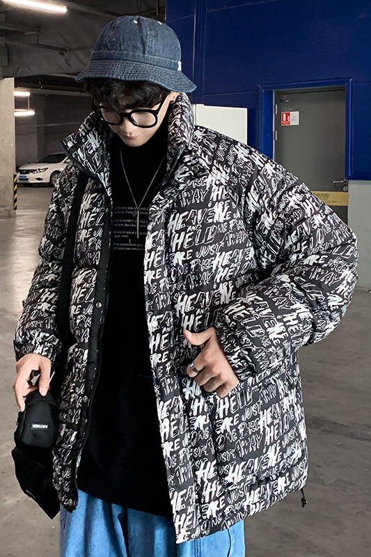 919港风棉服男士潮牌嘻哈棉袄宽松冬季外套棉衣,男装棉衣,电商A436