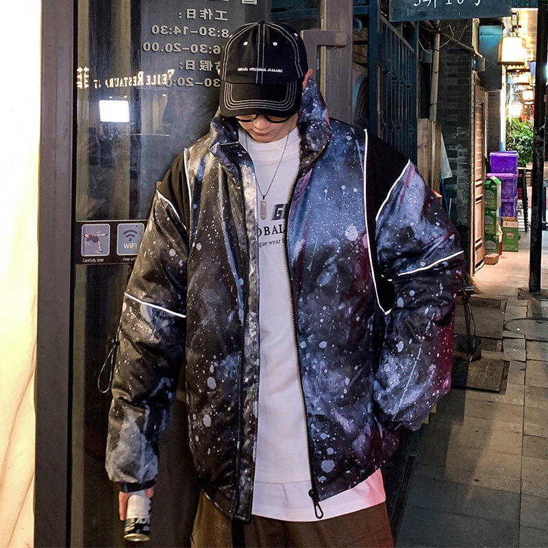 A436-933-P135控价178冬季棉衣2024新款宽松韩版立领反光棉袄外套,男装棉衣,电商A436