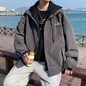 2024春装新款克莱因蓝假两件夹克男士宽松连帽外套 A436-2123-P75图片