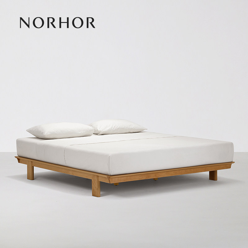 北欧表情NORHOR/素住无床头实木双人床/简约日式覆古榻榻米床架