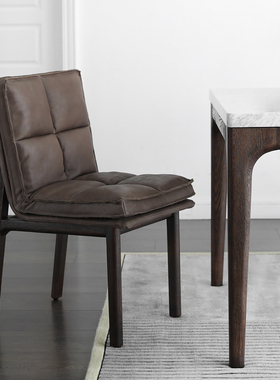 北欧表情NORHOR/法国B.N./进口头层皮/PAT橡木扶手椅/真皮餐椅