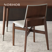 北欧表情意式 北美黑胡桃木莫伦堡NH32实木真皮座面扶手餐椅 简约