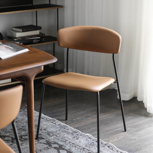 北欧表情norhor/覆古意大利工业风/SELF铁艺软靠皮面餐椅办公椅