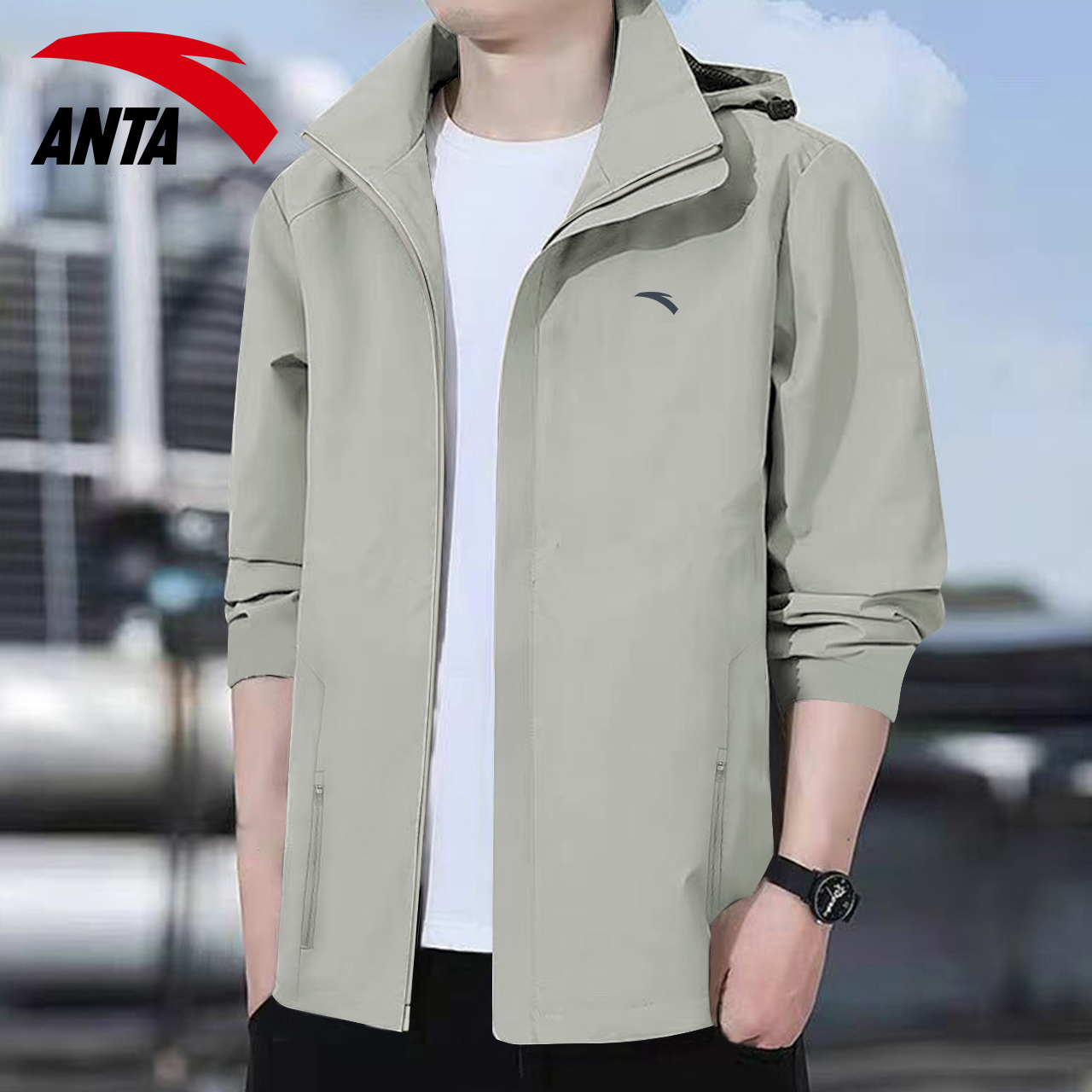 安踏外套男官方正品连帽夹克风衣