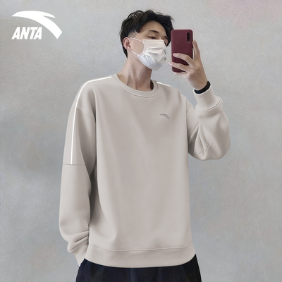 安踏卫衣男官方新款圆领休闲t恤