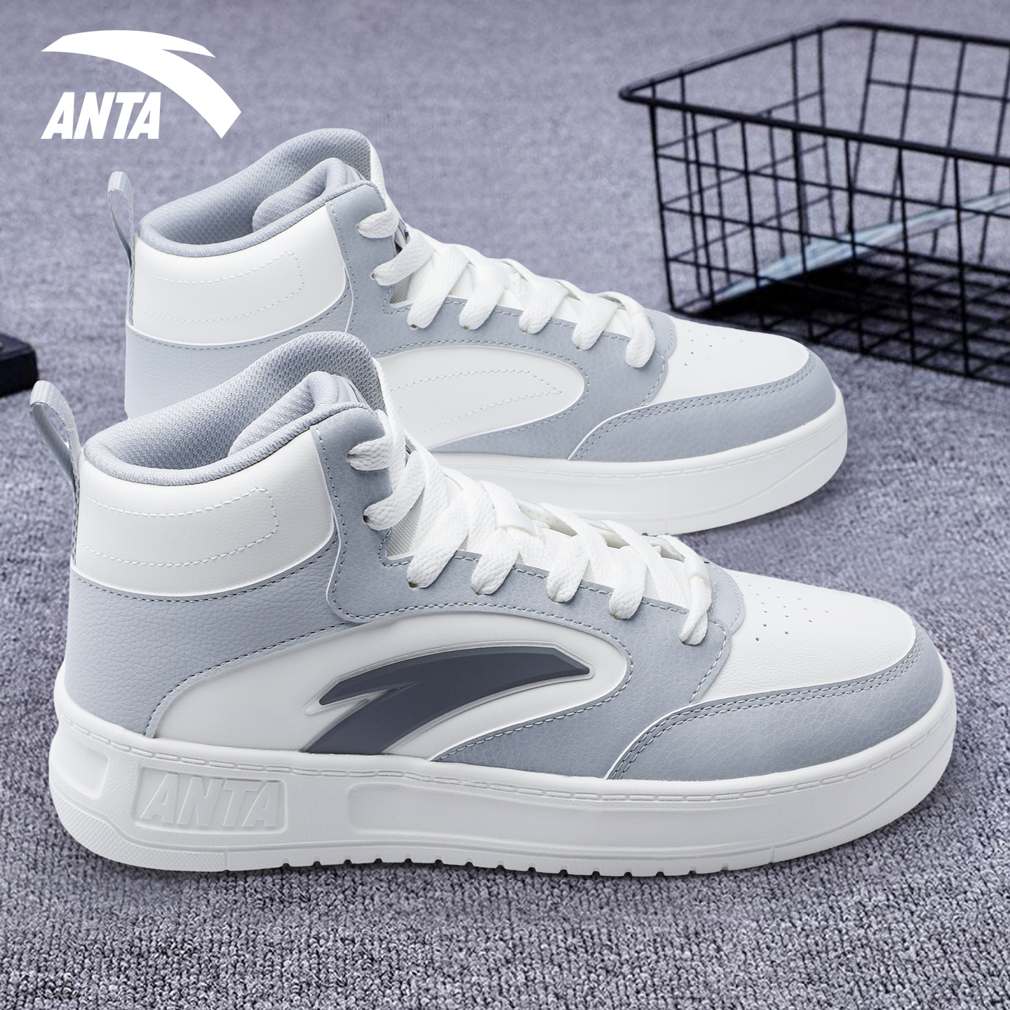 安踏板鞋男款学生2025高帮运动鞋