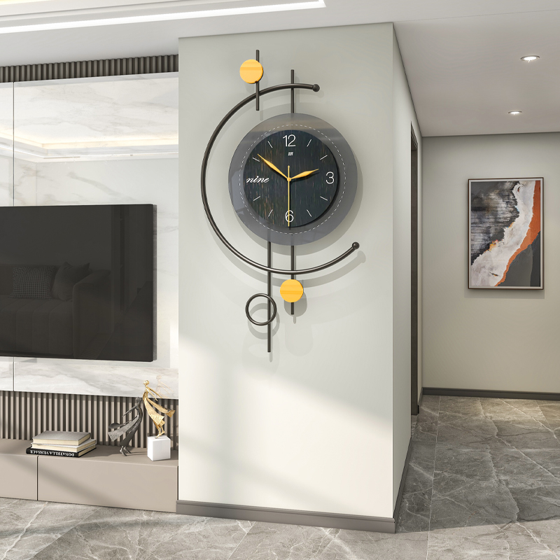 网红大气时尚2023新款餐厅现代简约家用钟表挂钟客厅创意时钟挂墙