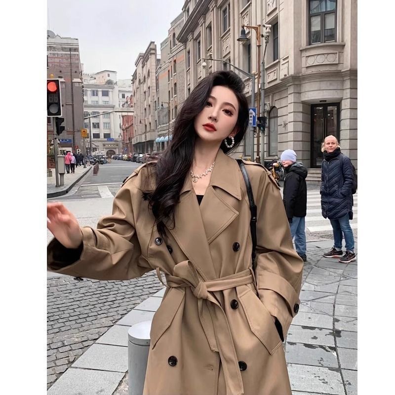 风衣外套长款2025新款春秋小个子卡其色英伦加长休闲气质大衣