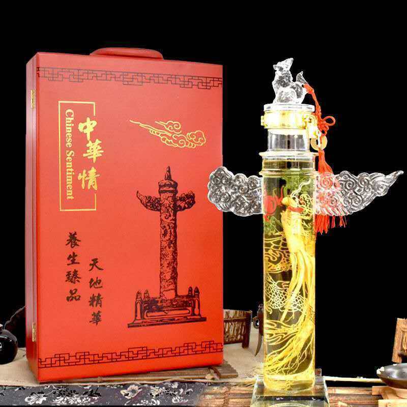 中华人参酒2500毫升1瓶皮质红色礼盒包装送礼男性佳品领导用泡酒