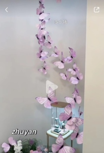 紫色仿真纸艺蝴蝶挂饰立体装饰商场dp点吊挂落地造型摆件棚顶吊饰