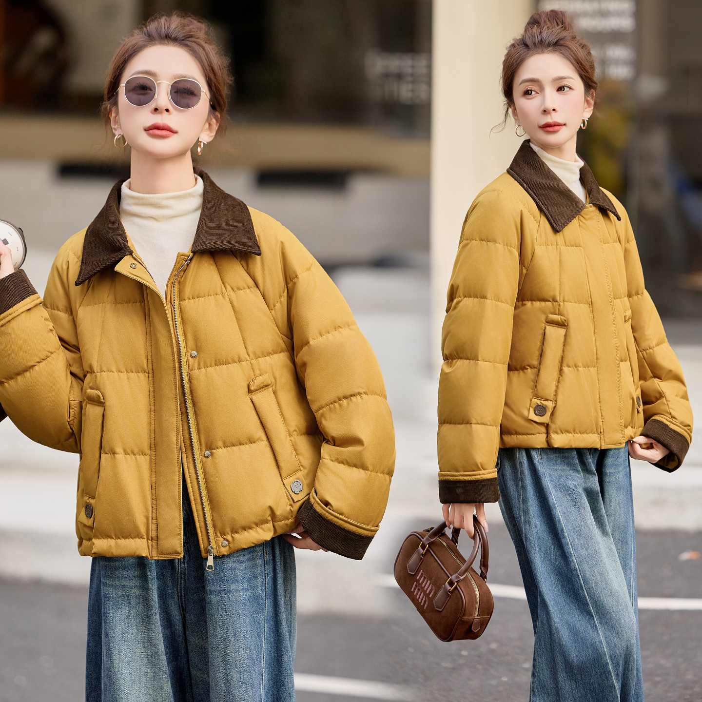 小香风翻领轻薄羽绒服女2025新款冬季短款50岁妈妈冬装保暖小外套