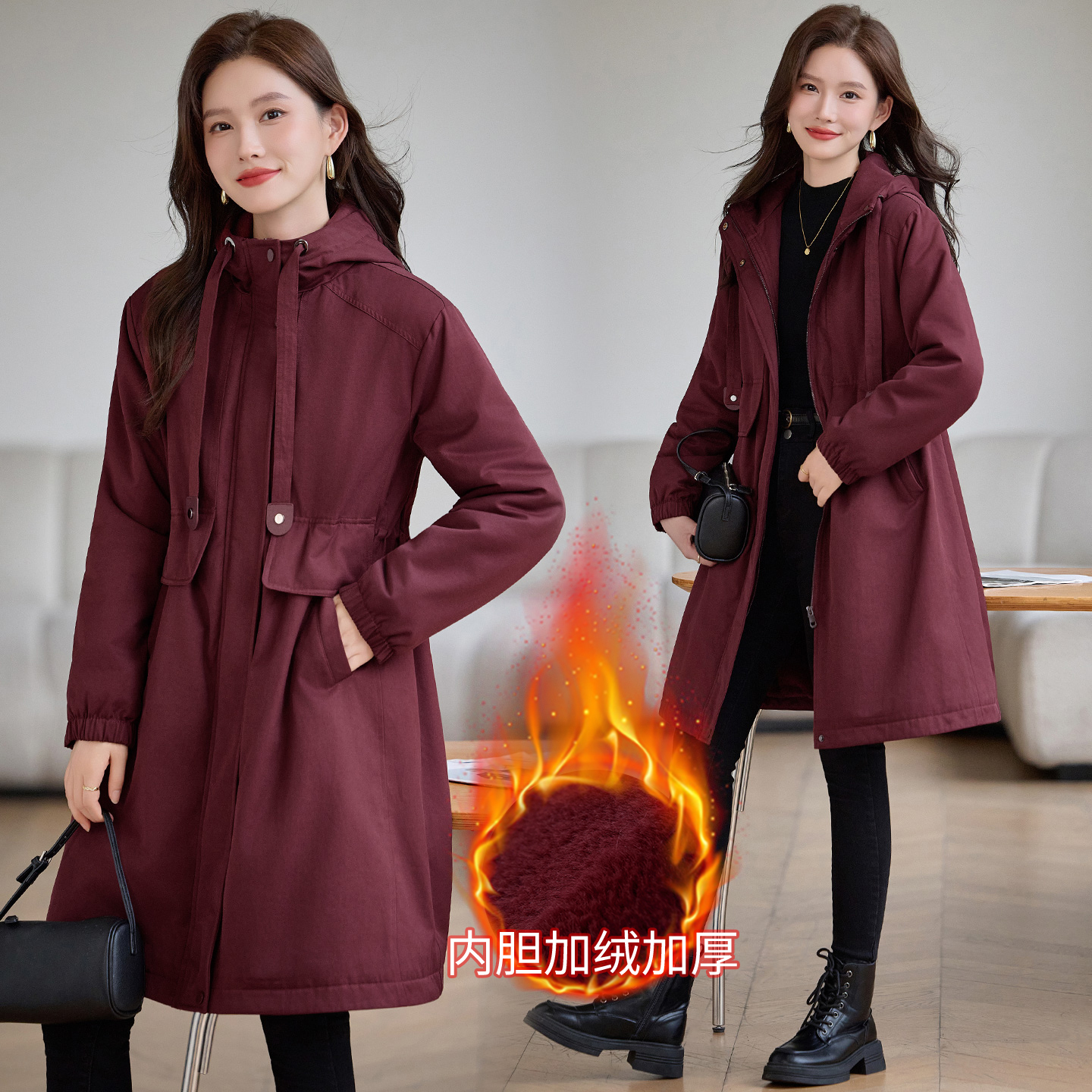 棉衣女中长款2025年新款冬装派克服外套加绒加厚爆款棉服妈妈棉袄