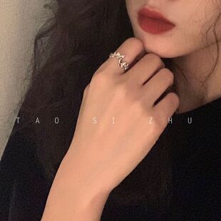 蝴蝶双笙 温柔水钻蝴蝶开口戒指 ins潮简约时尚个性指环小众设计