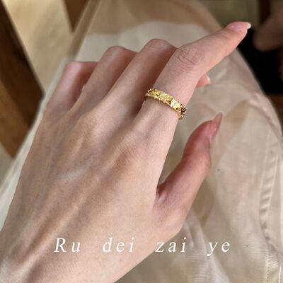 如蝶在野  碎冰冰超闪素圈高保色戒指中式复古高级感精致百搭戒指