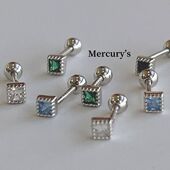 如蝶在野 日常叠戴迷你耳钉钛钢拧螺丝耳饰 百搭小方块耳骨钉