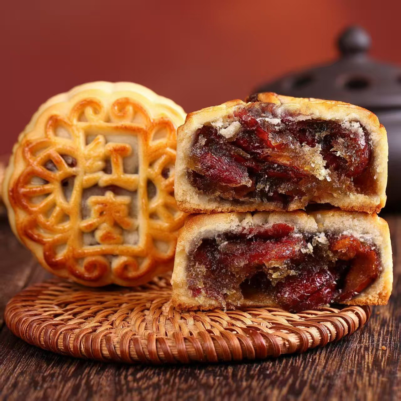 【大红枣月饼】广式大红枣月饼枣肉红枣月饼金丝红枣月饼新鲜糕点