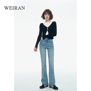 女127高腰微喇弹力面料高搭配度耐穿 未染牛仔长裤 为面料买单