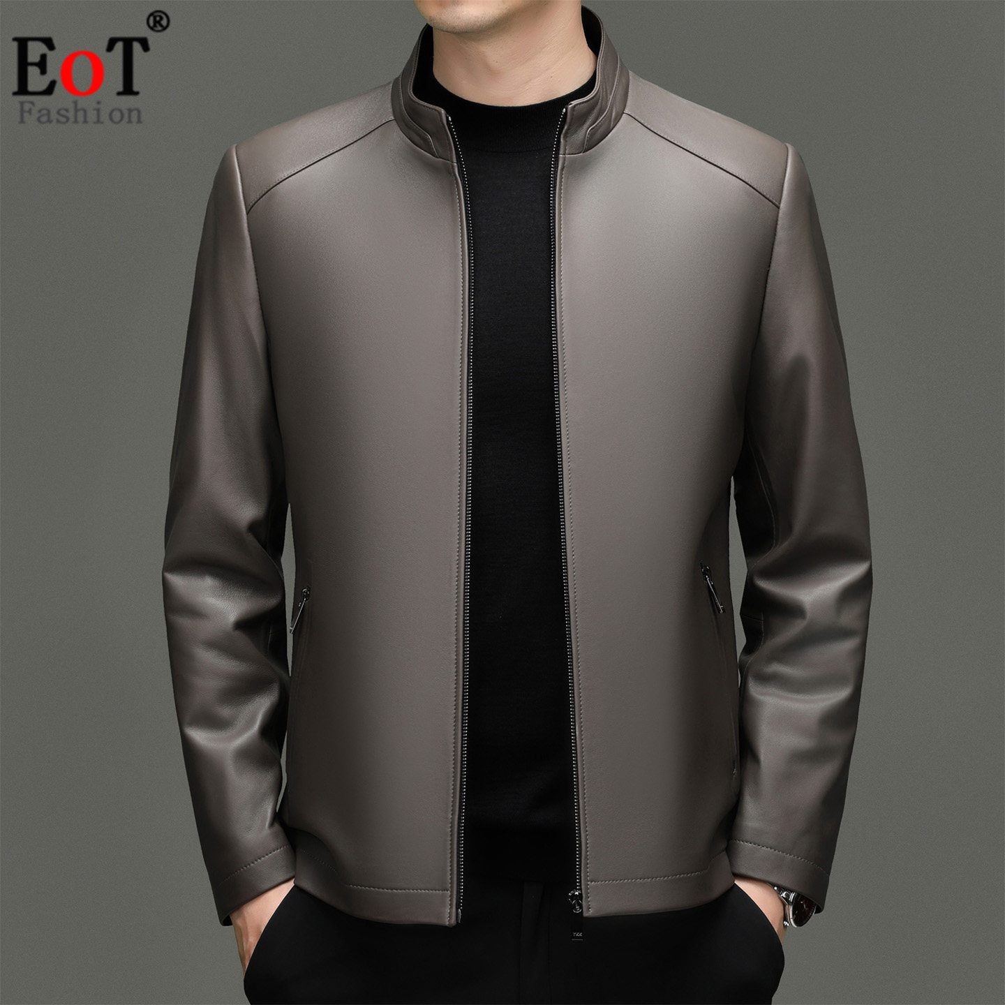 海宁真皮皮衣男立领外套绵羊皮商务中年爸爸秋装春秋季新款皮夹克