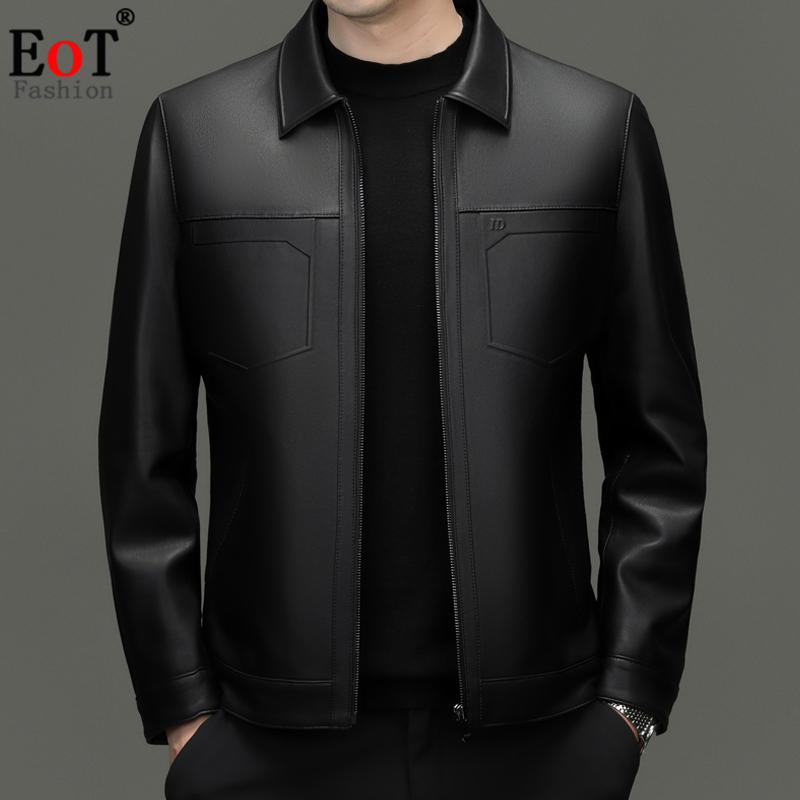 真皮皮衣翻领拉链薄款绵羊皮外套