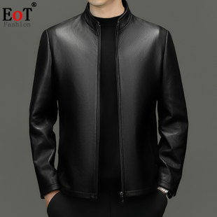 海宁皮衣男款真皮正品高档品牌男士立领皮夹克山羊皮中年休闲外套