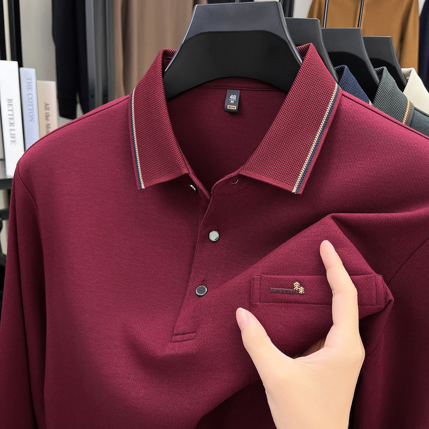 秋装新款中年男士莫代尔棉长袖T恤翻领宽松商务休闲POLO衫爸爸装