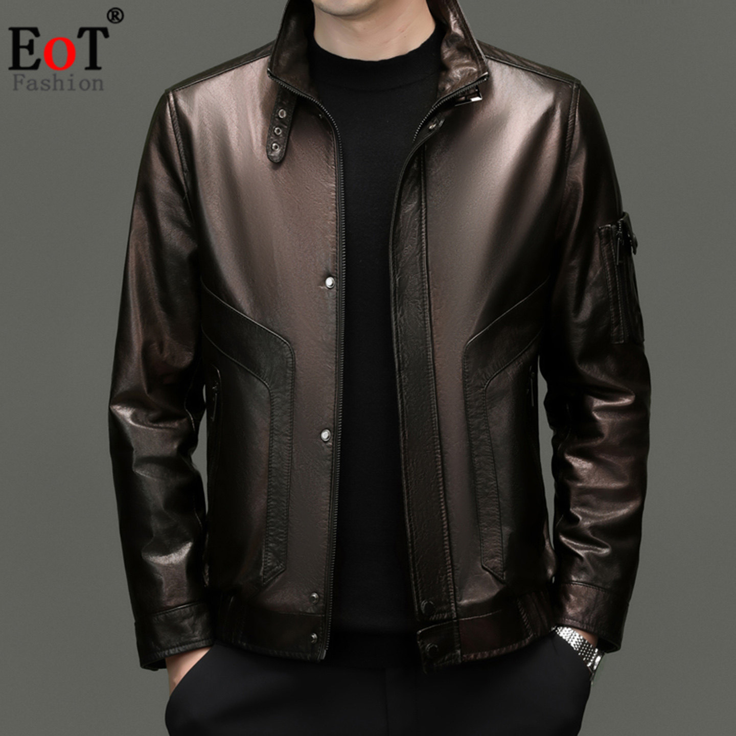 海宁真皮皮衣男立领潮流机车服头层牛皮外套高级感秋冬短款皮夹克