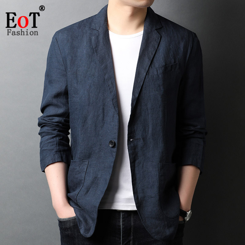 薄款亚麻料便西服男单西男装外套
