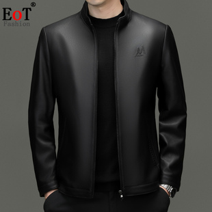 海宁真皮皮衣男士立领商务休闲拉链头层绵羊皮外套秋冬高端皮夹克