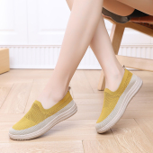 飞织浅口一脚蹬休闲单鞋 新款 透气镂空软底妈妈鞋 北京布鞋 网面夏季