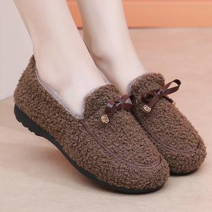 包跟棉拖鞋 冬季 女加厚平底孕妇防滑毛毛棉鞋 加绒保暖豆豆鞋 新款