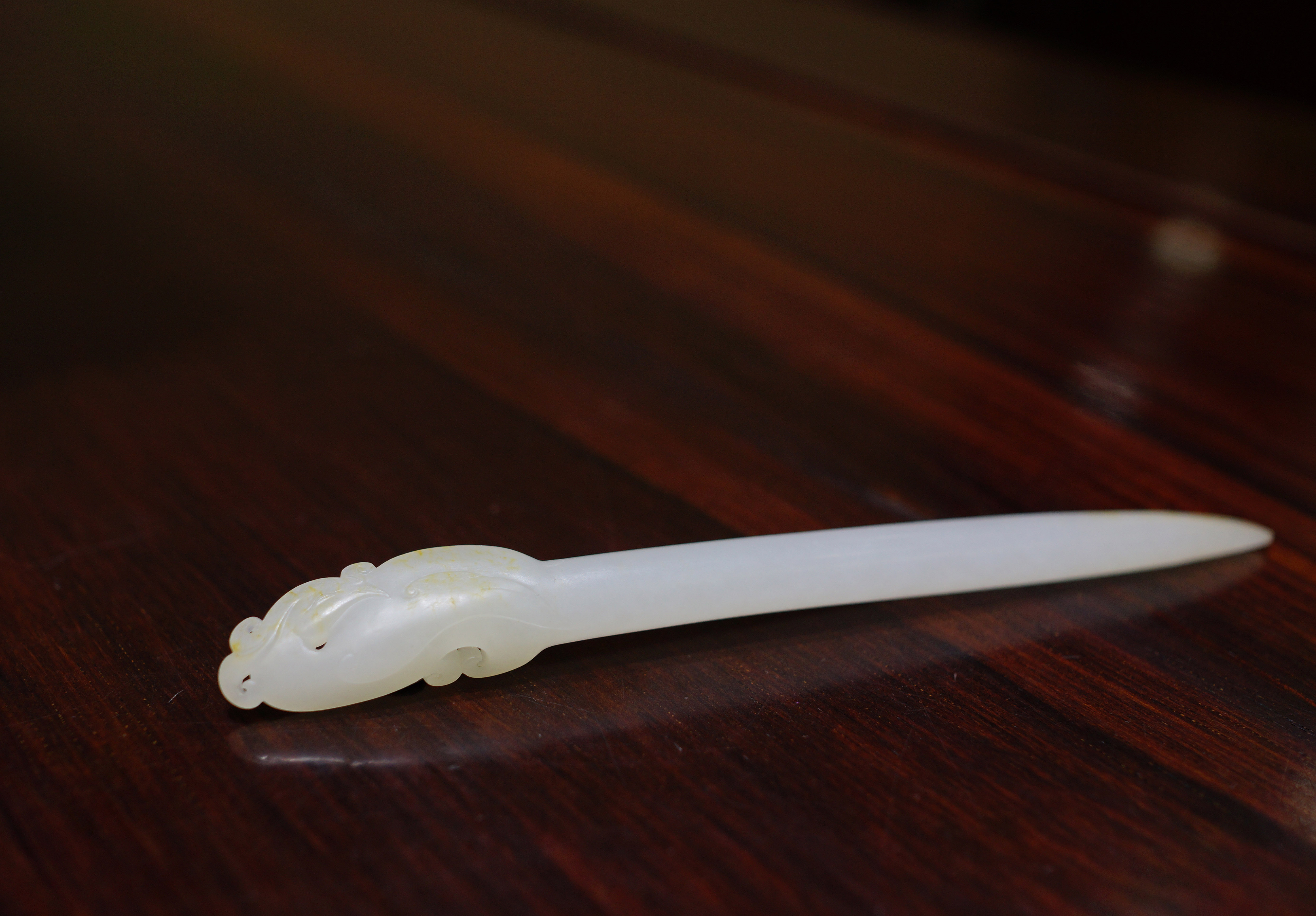 博润堂 黄杨洪玉雕艺术 新疆和田籽玉玉簪 凤簪