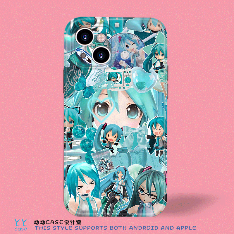 二次元超可爱初音未来miku拼贴适用iPhone17imd磁吸苹果16P华为p90promax菲林全包光面小米14vivos50oppo机壳