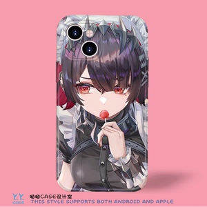 日漫jk害羞二次元少女适用于iPhone17promax苹果imd磨砂黑边磁吸安卓畅玩40opporeno13一加ace6手机玻璃壳