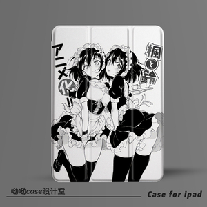 二次元土酷动漫洛丽塔女孩适用于iPadpro234/11寸保护套第10代亚克力笔槽13寸平板三折air456防摔透明苹果壳