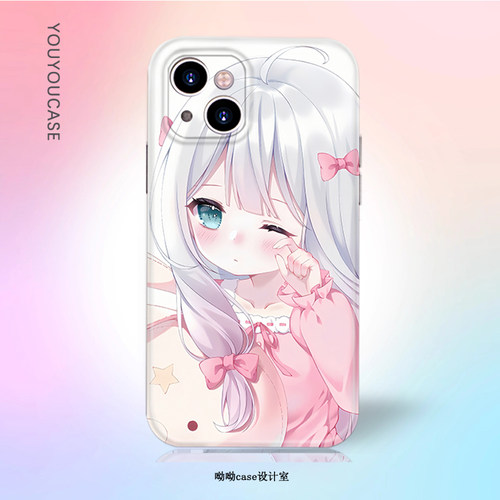 日系软妹可爱害羞雾纱适用iPhone17promax光面imd银边华为nova15苹果16菲林红米k60oppofindx8小米15手机软壳