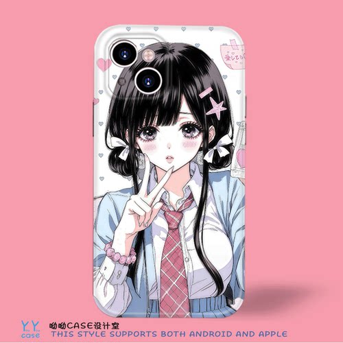 日系漫画风JK双马尾可爱少女适用于iPhone17promax菲林全包华为nova16vivos50x300oppofindx9A58安卓手机软壳