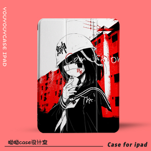 日系动漫血色校园文化女孩适用于iPad2021pro保护套10.2带笔槽9.7寸2019平板10.5三折air3创意防摔透明苹果壳