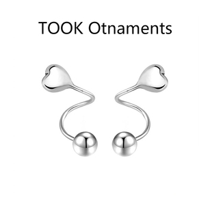 TOOK S925纯银爱心素银耳钉女弯钩设计高级感送礼520 Otnament新款