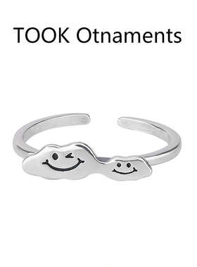 TOOK Otnament新款S925大小笑脸戒指女小众时尚简约高级感指环ins