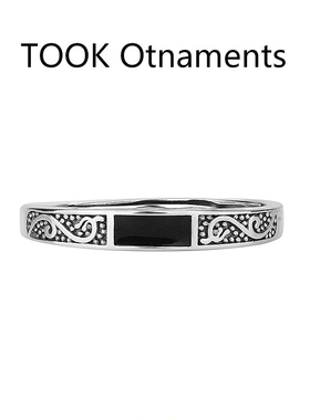 TOOK Otnament新款S925纯银镶钻纹理戒指 女潮流百搭高颜值节日礼